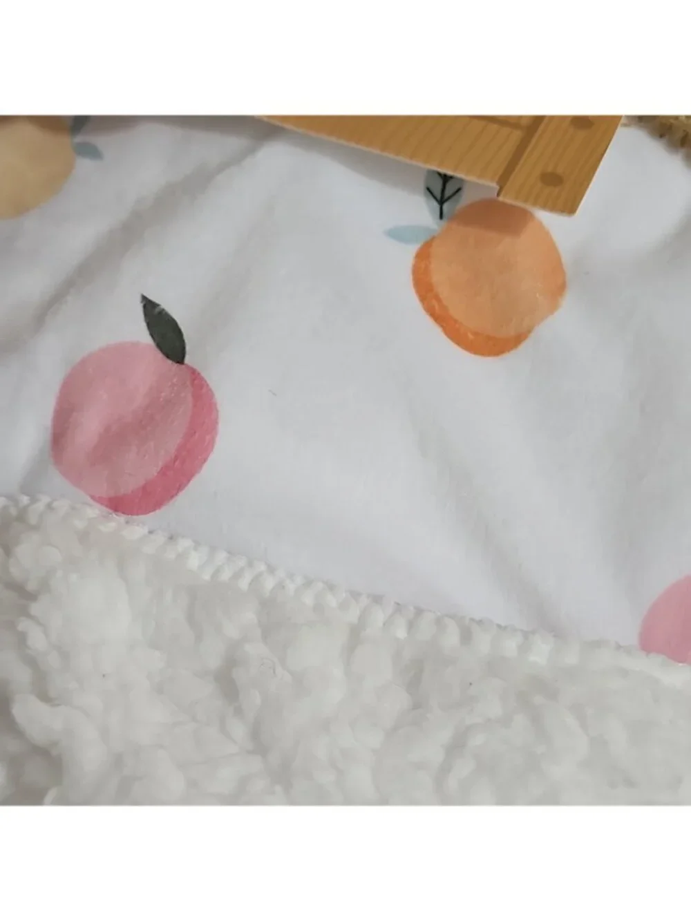 Peach Peaches Baby Blanket Soft Reversible Sherpa Fresh and Sweet 30 x 40